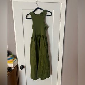 Old Navy Fit & Flare High-Neck Combination Midi Dress Size M Nori Seaweed